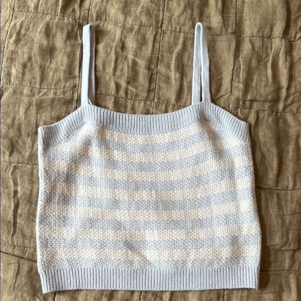 525 Light Blue and Cream Striped Knit Cami Top